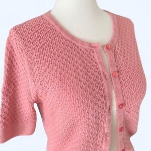 Princess Highway Pink Knit Short Sleeve Button Down Cardigan 10